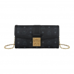 MCM metallist logo monogrammiga tr&uuml;kitud kett-&otilde;larihmaga crossbody kott suur naiste crossbody kott must MYLDSXT01BK001 Basic Set (Bag+Dust Bag)
