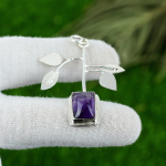 Aastap&auml;evakingitus Talle Looduslik T&auml;ht Am&uuml;stiidi Gemstone Ripats 925 H&otilde;be