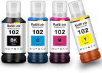 Tindikassett 102 Et-3850 Et-4850 Et-2856 Et-2750 &Uuml;hilduv Epson 102 Mitmepakendile Pudel &Uuml;hilduv Epson Ecotank Et jaoks