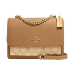 Coach Klare 22 Gold Logo Classic Monogram Flap Crossbody Bag M naiste crossbody kott helepruun 91019-IMNLJ Basic Set (Bag+Dust Bag)
