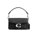 Coach Tabby 12 Minimalistliku logoga Kivi-nahast klapiga riistvaraga Nahast messenger-kott &Otilde;lakott ristkorpuseline kandekott Mini Naiste kotid Must CN731-LHBLK Basic Set (Bag+Dust Bag)