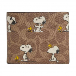 Coach X Peanuts Snoopy Koost&ouml;&ouml; 11-&uuml;hes Kaardihoidjaga Tr&uuml;kitud Kattega L&otilde;uendist Rahakott Meeste Rahakott Pruun CBK56-TAM Brown