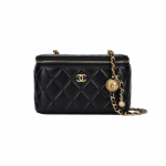 Chanel 24k Kuldne Pall Teemantmustriga Nahast Reguleeritava &Otilde;larihmaga Lambanahast Karbiga Messenger Bag Naistele Must Basic+Dust Bag must