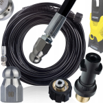 Rosfix Wąż do Czyszczenia Kanalizacji 20m &ndash; Gwint M22-Bayonet | Ciśnienie Max 200 Bar | Wymienna Dysza i Adapter Bayonet