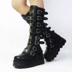 Saapad Naiste gooti kingad Platvorm P&otilde;lv K&otilde;rge Punk Must Seksikas Mootorratas Uus Halloween Cosplay 2024 Botas Mujer Zapatos De Mujer 35 must