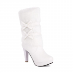 Mustad K&otilde;rge Kontsaga Poolsaapad Naistele Kunstkarv ja Lipsmagus Valge Roosa Talvised Naiste Jalan&otilde;ud Platvormsaapad WSH5013 34