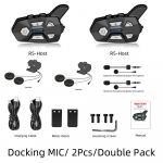 Mootorratta Bluetooth-kiiver Intercom kuni 6 s&otilde;itjat mitme juhtmeta veekindlad sisetelefoni k&otilde;rvaklapid 1200m Dual Pack