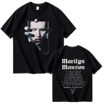 Marilyn Manson 2026 tuuri T-s&auml;rk meestele ja naistele, erisuuruses, kvaliteetne suvine tr&uuml;kitud 100% puuvillane T-s&auml;rk S mitmev&auml;rviline