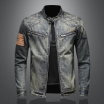 Denim Jakk Meeste Kevad-S&uuml;gisstiilis Personaalne Seisukrae T&otilde;mblukuga Denim Top Jlake Jakk XXL gray
