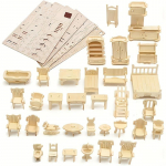Puidust DIY Nukumaja M&ouml;&ouml;blikomplekt 3D Pusle Miniatuurse Toa Tarvikud Looduslikust Puidust Mini Maja M&ouml;&ouml;bli Kollektsiooni Mudelid