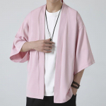 Musta samurai riided Jaapani stiilis Cosplay Kimonod S&auml;rk Traditsiooniline Haori Naistele Meestele Harajuku Mood Kampsun Yukata M roosa