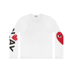 Comme des Gar&ccedil;ons PLAY COMME des GARCONS PLAY Kawakubo Rei Suur armastuse logo &Uuml;mmargune kaelus Pikkade varrukatega Valge Meeste AZ-T258-051 S white