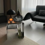Minimalistlik roostevabast terasest &ouml;&ouml;kapp k&otilde;rvallaud integreeritult vormitud panipaigukapp kohvilaud vintage Bauhaus salongim&ouml;&ouml;bel