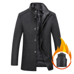 S&uuml;gis- ja talvine meeste mantel Villane mantel Meeste seisev krae Villane mantel vestiga 3XL M