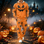 Meeste Halloweeni Prinditud Pikkade Varrukatega Huppari ja P&uuml;kste Komplekt Kaheosaline Treeningriiete Kost&uuml;&uuml;mi Komplekt L gray