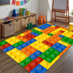 3D V&auml;rviline ehitusploki m&auml;nguasi Tr&uuml;kitud vaip Laste toa kaunistus Libisemisvastane p&otilde;randamatt Kodu elutuba magamistuba Laste vaip 120x160cm (47x63in)