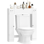 WC-m&ouml;&ouml;bel tualettpoti kohale, 2 kapi, kallutatava sahtli, paberihoidja ja reguleeritavate riiulitega, valge 88 x 18 x 98 cm