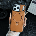 Luksuslik Magnetiline Klambriga R&otilde;ngas PU Nahast Telefoni&uuml;mbris, IPhone 17 16 15 Pro Max Air Magsafe Traadita Laadimiseks &Otilde;&otilde;nes Logo Kate iPhone17