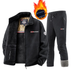 Meeste S&uuml;gisene Soe Paksendatud Spordikomplekt Fliisjakk + P&uuml;ksid 2-osaline Komplekt 3XL black