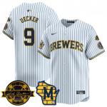 MLB Milwaukee Brewers 9 11 22 32 Valgete triipudega pesapallivorm Unisex F&auml;nni riided 9 XL white