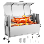 VEVOR Rotisserie Grill 38W BBQ V&auml;litingimustes Sealiha & Lambaliha P&ouml;&ouml;rdvardaga K&uuml;psetaja, S&uuml;si P&ouml;&ouml;rdvardaga K&uuml;psetaja 60 kg Mahutavusega, Rattad & 4-Tasandiline K&otilde;rgus 158 x 55 x 104 cm