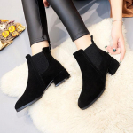 Poolsaapad Talvised Naiste lume Chelsea saapad Paksu kontsaga seemisnahast soojad l&uuml;hikesed pl&uuml;&uuml;sist kingad Naiste papud 35 must