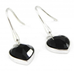 Les Tr&eacute;sors De Lily [F6846] - Boucles Argent 'Coeur Ruth' Noir must