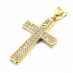 Les Tr&eacute;sors De Lily [M8954] - Pendentif Plaqu&eacute; Or 'Croix' blanc dor&eacute; kuld