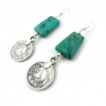 Les Tr&eacute;sors De Lily [N0257] - Boucles Cr&eacute;ateur 'Kilimanjaro' turquoise h&otilde;be