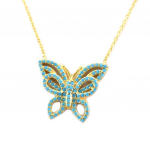 Les Tr&eacute;sors De Lily [P2435] - Collier Argent 'Papillon Lumi&egrave;re' turquoise dor&eacute; t&uuml;rkiissinine