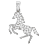 Les Tr&eacute;sors De Lily [Q3332] - Pendentif Argent 'Cheval' blanc argent&eacute; (rhodi&eacute;) - 18x12 mm valge