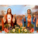 Teemantmaal Jeesuse ja Maarja Rhinestone'i tegelaspilt 5D Teemanttikandid Religioosne Mosaiik Ristpistes K&auml;sit&ouml;&ouml;pakk Full Round 20X30CM