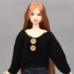 Talvised vabad vintage mustad kootud kampsunid nukuriided Barbie-nukur&otilde;ivaste jaoks Topid Pikad p&uuml;ksid riided 1/6 BJD nuku jaoks must
