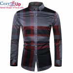 Cozy Up Business Casual Meeste s&auml;rgid Uued s&uuml;gisesed meeste pikkade varrukatega s&auml;rk Moodne ruuduline meeste kleit-s&auml;rgid M punane
