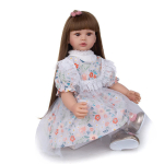 Pikkade juustega supernukk 24-tollised reborn nukud 60 cm riidest keha Realistlik printsessit&uuml;druku beebinukk lapsele s&uuml;nnip&auml;evaks j&otilde;ulukingitusteks 60 cm pruun