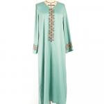 Moslemi kleit Mint Roheline Satiin Tikitud Rhinestone Dubai lahtine R&uuml;&uuml; kleit S roheline