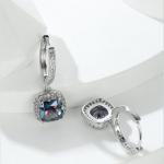 Trendikas h&otilde;bedase v&auml;rviga Bling Mystic Square Cut Rainbow Stone Stud Hoop K&otilde;rvar&otilde;ngad Drop Dangle Hook K&otilde;rvar&otilde;ngad Printsessi Ehted mitmev&auml;rviline
