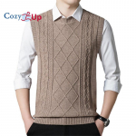 Cozy Up triibuline silmkoeline kampsun vest Meeste talvine uus saabumine O-kaelusega varrukateta vest M khaki