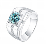Bague Ringen Real 1 Carat Moissanite S&otilde;rmused Meestele 100% 925 Sterling H&otilde;bedast Pulmapael Luksuslikud Naiste ehted Aksessuaarid Kingitus 10 sinine
