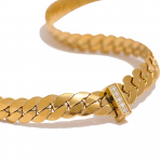 Eetit 18k kullav&auml;rvi Kuuba kett roostevabast terasest kaelakee tsirkoon k&otilde;rge kvaliteediga metallist tekstuuriga naiste moe v&otilde;lu ehted kuld