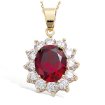 Les Tr&eacute;sors De Lily [R3760] - Granaatpunane  Victorina  kullatud ripats - 20x18 mm&hellip; punane