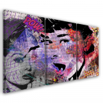 Kolmeosalise pildiga l&otilde;uenditr&uuml;kk Audrey Hepburn 60x40 roosa