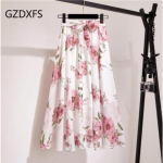 DX - uus Bohemian Chiffon poolpikk kleit kevadeks ja suveks Keskmise pikkusega k&otilde;rge v&ouml;&ouml;kohaga haldjas lilleline suur kiikseelik rannaseelik One size