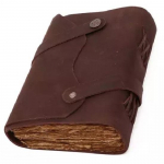 Nahast p&auml;evikum&auml;rkmik Deckle t&auml;his Valentine Disain koos rihma nupulukuga antiikv&auml;rviline k&auml;sitsi valmistatud paber 5x7 tolli 7 x 5 in pruun