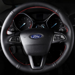 Kohandage Ford Focus 3 2015-2018 Kuga 2016-2019 Escape C-MAX Ecosport mikrokiust nahast rooliratta kate Black Thread