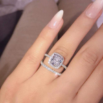 Looduslik Aaa Crystal Bizuteria v&auml;&auml;riskivi t&otilde;eline S925 Sterling h&otilde;bedane s&otilde;rmus naistele Anillos Dewedding h&otilde;be 925 ehtes&otilde;rmuste karp 9 valge