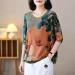 Harajuku Retro Naiste Suvine S&uuml;gis Mood Riided Vintage lillemustriga &uuml;mmargune kaelus Poolvarrukad kootud kampsunid Daami lahtised pulloverid 3XL