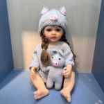 NPK 55cm Baby Doll Reborn Girl Kootud Kampsun M&uuml;ts Kleit Vannim&auml;nguasi Pehme kogu kehaga Silikoonist Vanninukk white