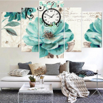 5 t&uuml;kki seinakunsti l&otilde;uendimaal Rohelise lillega Kell Plakat Moodne elutoa seinamaaling Kodu kaunistuseks Pildid 20X35 20X45 20X55cm