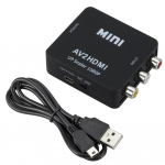 1080P RCA komposiit CVBS AV-HDMI videoheli adapter, mis &uuml;hildub N64 Wii PS2 Xbox VHS videomakk-kaameraga DVD, toetab PAL/NTSC USB toitekaabliga must